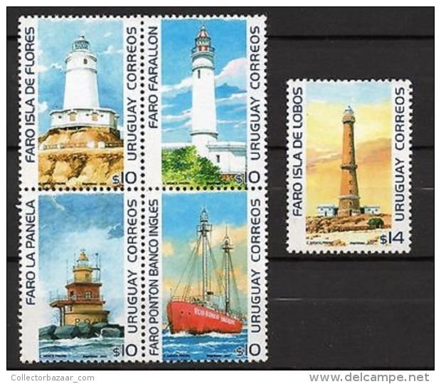 Lighthouses sand bank floating ship boat  URUGUAY Sc#2061/2 MNH STAMP