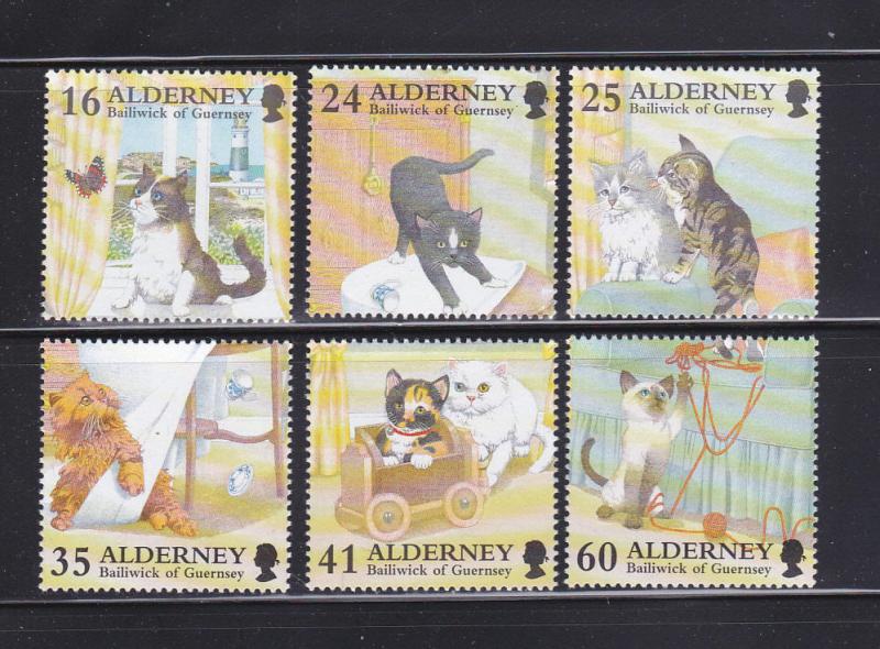 Alderney 92-97 Set MNH Cats