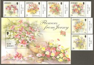 JERSEY GB Sc# 872 - 878 MNH FVF Set6 + SS Flowers