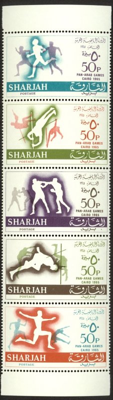 SHARJAH 1965 PAN ARAB GAMES Set in Strip Form Mi.193-197 SG174a MNH