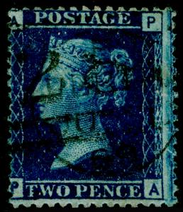 SG45, 2d blue plate 12, USED. Cat £140. PA