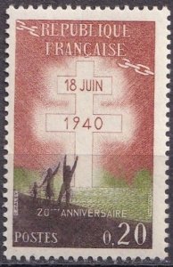 France 967 (mnh) 20c 20th anniv. of resistance movement (1960)
