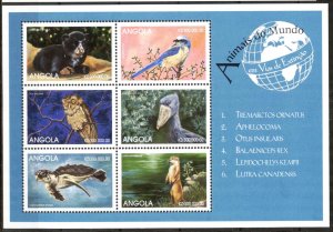 Angola 1999 Animals Bear Birds Turtles Otter Mi. 1329/34 sheet MNH