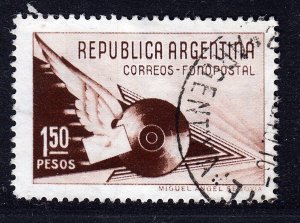Argentina 1939 Phonograph 1.50p Dark Brown Used. Scott 472