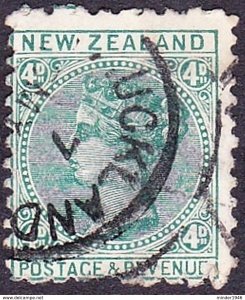 NEW ZEALAND 1896 QV 4d Pale Green Perf 10 x 11 SG232 Used