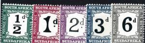 South Africa 1927-28 Postage Due #J17-J21/SG D17-D21 MH F-VF SG Cat $40