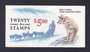 US BK150 MNH 1988 $5.00 Jack London Wolf Full Booklet Plate #1
