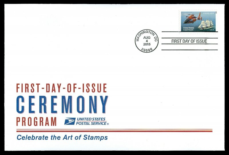 Scott 5008 Forever Coast Guard First Day Cover with Ceremony Program Insert