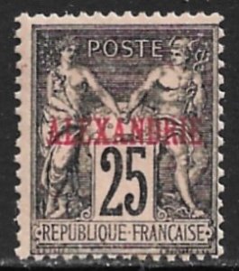 FRANCE OFFICES IN EGYPT 1899-1900 25c ALEXANDRIA Issue Sc 9 MH