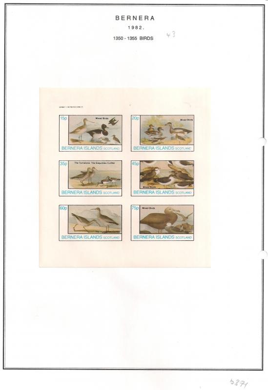 SCOTLAND - BERNERA - 1982 - Birds (43) - 6v Imperf Sheet - MLH