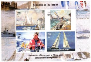 Niger 1998 AMERICAN'S CUP SAILING YACHTS Sheet Imperforated Mint (NH)