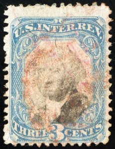 US Stamps # R105 Revenue Used Light Red Cancel Scott Value $85.00