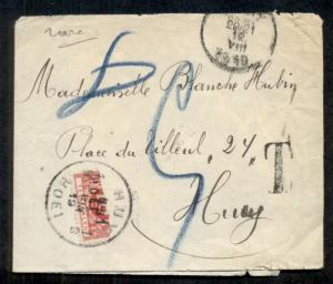 BELGIUM 1919, 10c Postage Due BISECT (J13) tied on cover front, APS cert