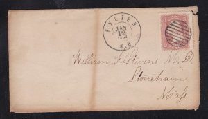 KAPPYSSTAMPS ID9645 USA FANCY CANCEL ON # 65 COVER EXETER NH 1865 CIVIL WAR