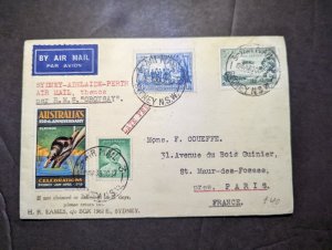 1937 Australia Airmail Cover Sydney NSW to Paris France RMS Oronsay