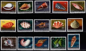 Papua New Guinea Scott 265-279  MNH** Shell Set