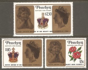 PENRHYN ISLANDS Sc# 337 - 339 MNH FVF Set of 3 Queen Elizabeth II QEII