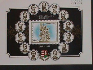 ​HUNGARY- 1989- SC#B342 MARTYRS OF ARAD, ARAD, ROMANIA 1849 S/S -MNH -VF