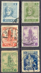 Fiume Sc# 27-33 (no 3c) Used 1919 2c-25c Definitives