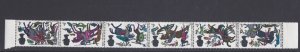 1966 sg705-710p Battle of hastings Wmk Inverted phos strip of 6 UNMOUNTED MINT