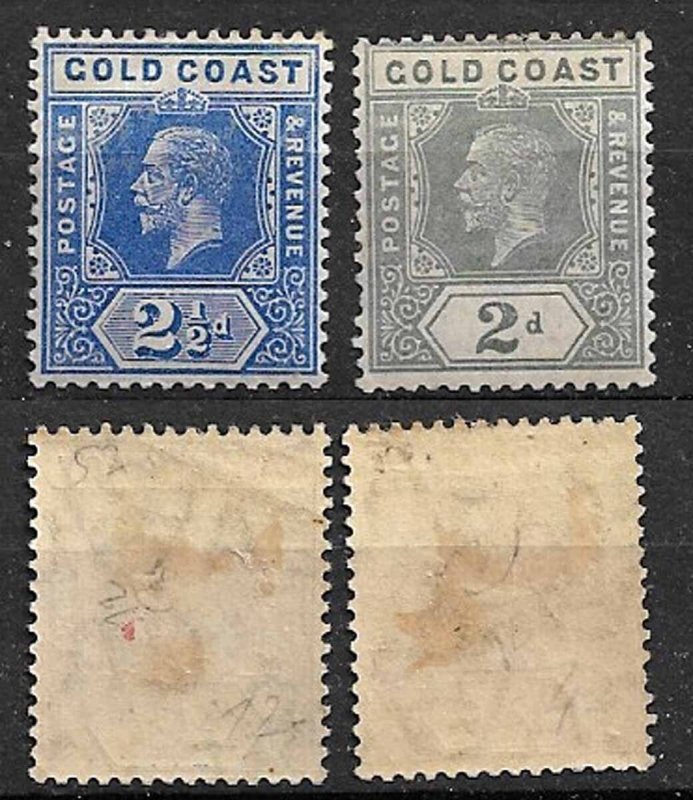 BRITISH GOLD COAST 1913 KG V. Sc.#71, 72. MH