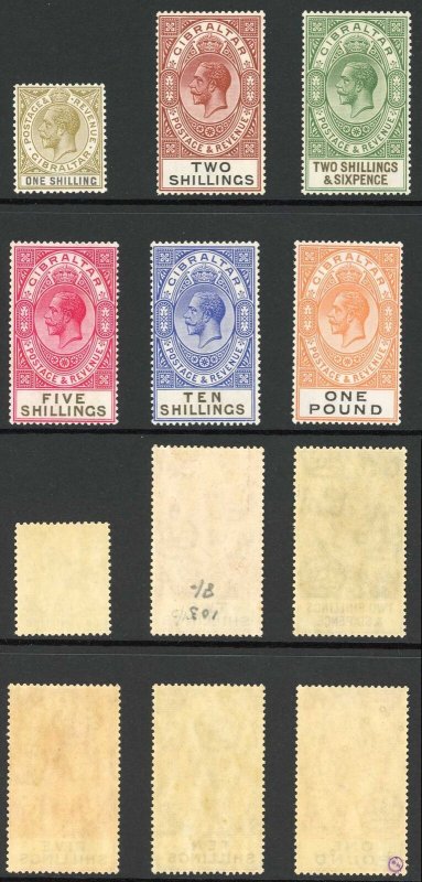 Gibraltar 102/7 1925 Set of 6 U/M Cat 250+++ pounds