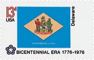 1976 13c Delaware State Flag, Bicentennial Era Scott 1633 Mint F/VF NH