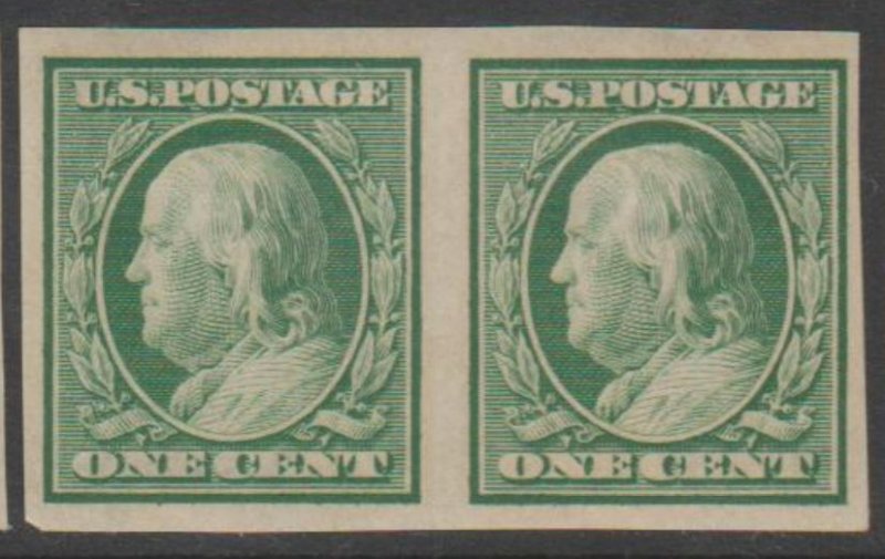 U.S. Scott #343 Imperf Franklin Stamps - Mint NH Pair - IND