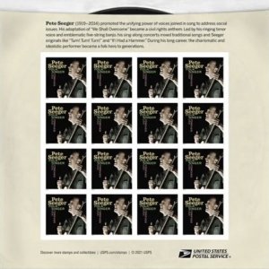 US Pete Seeger NDC/Imperf Sheet of 16 Stamps MNH.