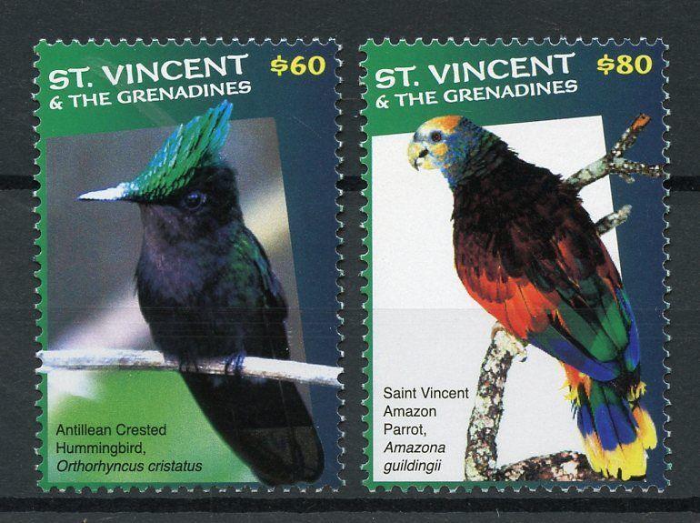 St Vincent & Gren 2017 MNH Birds High Value Defin 2v Hummingbirds Parrots Stamps 