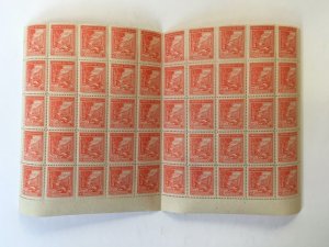 Chile 1942-46 10c Part Sheet of 50 Stamps MNH. Scott 217 + SOFICH Varieties