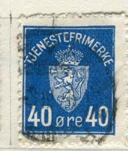 NORWAY; 1926 early Official issue fine used 40ore. value