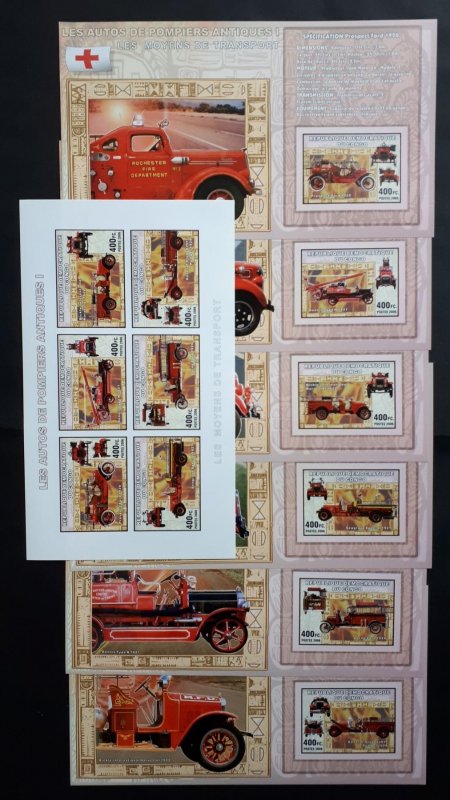 Old firetrucks I - Congo 2006 - sheet + complete set of 6 ss imperf ** MNH