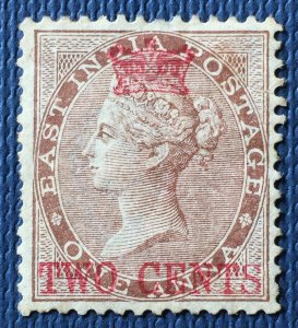 MALAYA Straits Settlements 1867 2c opt India QV 1a MNG SG#2 M4112#