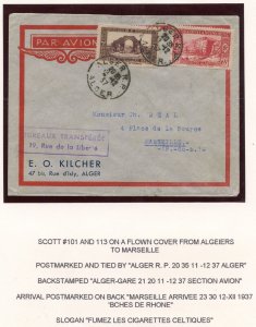 ALGERIA 1927 COVER ALGER TO VIENNA AUSTRIA FRANKED SCOTT #47,65 & 51 ADVERT TAB