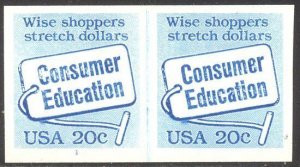 U.S. #2005a SCARCE NH Line Pair - 1982 20c Consumer Education