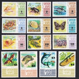 Samoa Shells Fish Butterflies Turtle Marlin Crab Lizard 13v 1972 MNH