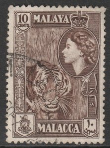 Malaya Malacca Scott 50 - SG44, 1957 Elizabeth II 10c used