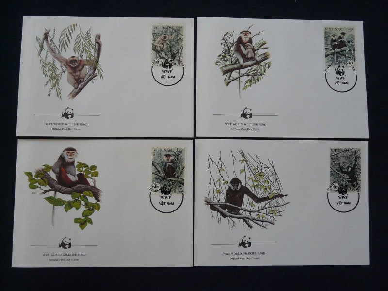 WWF monkey set of 4 FDC Vietnam 1987 (-50% for 10 sets or more)
