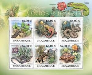 MOZAMBIQUE 2011 SHEET MNH CACTUS REPTILES SNAKES LIZARDS TURTLES