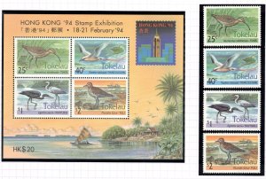 TOKELAU 1993/94 Birds; Scott 190-93, 193a; MNH