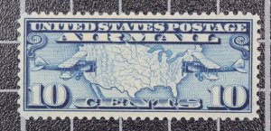 Scott C7 - 10 Cents - Plane And Map - OG MH - Nice Stamp - SCV - $2.25