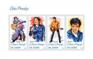 St Thomas - Singer, Actor Elvis Presley - 4 Stamp Sheet - ST13313a