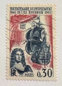 France 1965 Scott 1134 used - 0.30fr,  settlement of the island of Bourbon, Reu