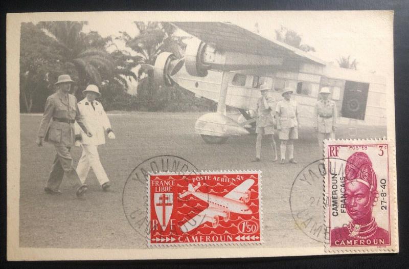 1944 Yaounde French Cameroon Real Picture Postcard Cover RPPC AFRICAN FORCES