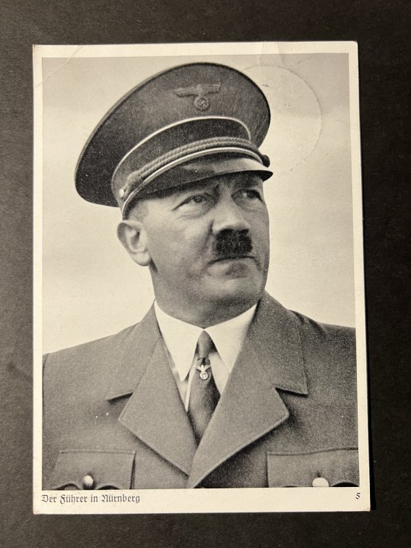 1937 Nazi Germany Postcard Cover Nuremburg Local Use Adolf Hitler Portrait