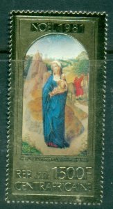Central African Republic 1981 Xmas - Virgin and Child Gold foil embossed MUH