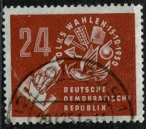 GERMANY DDR 1950 24pf. EAST GERMAN ELECTIONS SGE32 Wmk. R2 USED (VFU) SUPERB