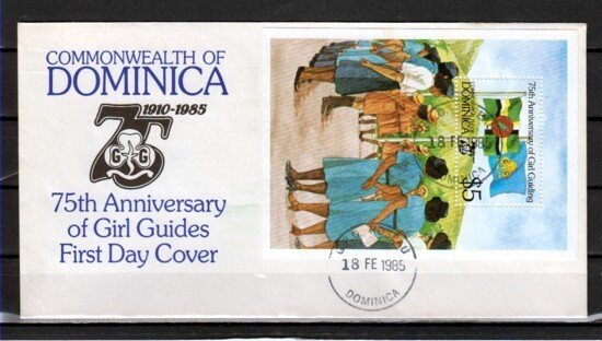 Dominica, Scott cat. 890. Girl Scouts, 75th  Anniversary. First day cover. ^