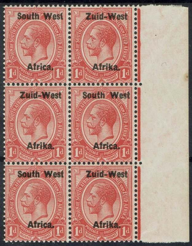 SOUTH WEST AFRICA 1923 KGV 1D MNH ** BLOCK SETTING I 